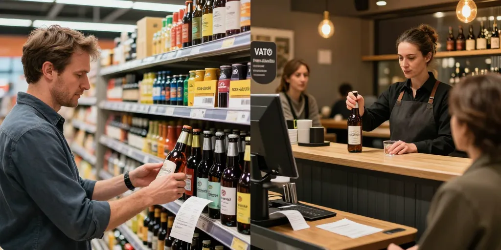TVA bière sans alcool : le taux applicable selon le lieu de vente ?